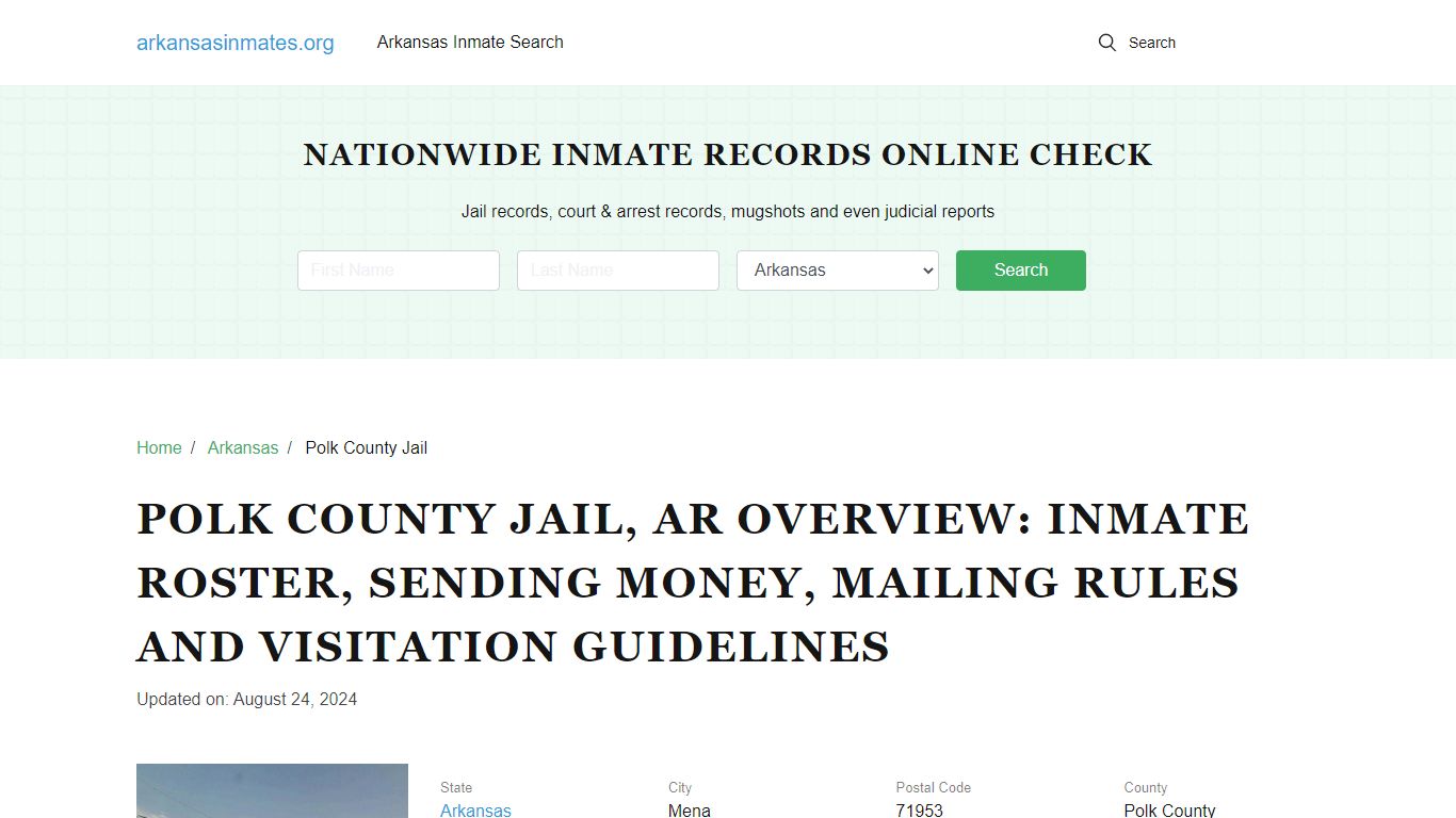 Polk County Jail, AR: In-Custody Search, Visitation & Contact Info