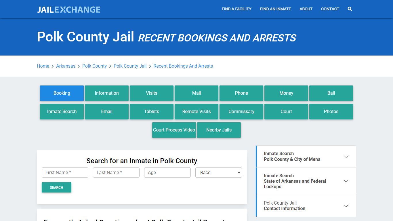 Polk County Jail AR Recent Arrests and Bookings - Jail Exchange